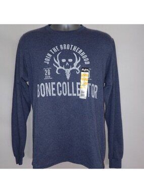 Bone Collector‎ Mens M Long Sleeve T Shirt Skull Antlers Graphic Tee Shirt New